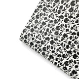 Monochrome Flowers Premium Faux Leather Fabric