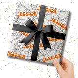 SPOOKY WEB- ORANGE- CUSTOM GIFT WRAPPING PAPER