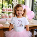 CUSTOM DTF TRANSFER - EMBROIDERY EFFECT- PINK UNICORN BIRTHDAY NUMBERS