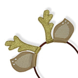 Fawn Baby Deer Ears & Antlers Glittery Headband Slider Felties