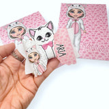 Little White Kitten Dolly Bow Display Cards- Single Card