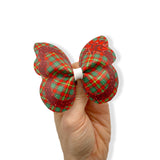 Red & Green Tartan Glitter Bow Pinch Bows - DIY Cut Out Faux Leather Fabric Sheets