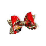 RED GOLDEN EXPRESS TRAIN BOWS 3.5” | PRE CUT DIY HAIR BOW LOOPS