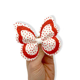 QUEEN OF HEARTS BUTTERFLY PINCH BOWS - DIY CUT OUT FAUX LEATHER FABRIC SHEETS