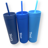 16 OZ Skinny Tumbler with Straw