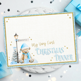 BLUE BEAR MY VERY FIRST CHRISTMAS DINNER- PREMIUM LEATHERETTE PLACEMATS
