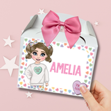 CANDY HEART DOLLY GIRL PRINTED TREAT BOX LABELS- SOLVENT DECAL