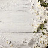 Ribbons & Flowers White Wooden Effect Canvas Photography Background