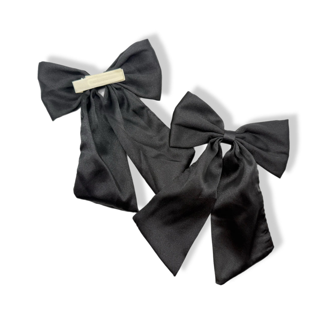 BLACK SATIN COQUETTE HAIR BOWS