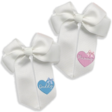 DTF MINI BOW TRANSFERS- EMBROIDERED MUMMY & DADDY HEARTS