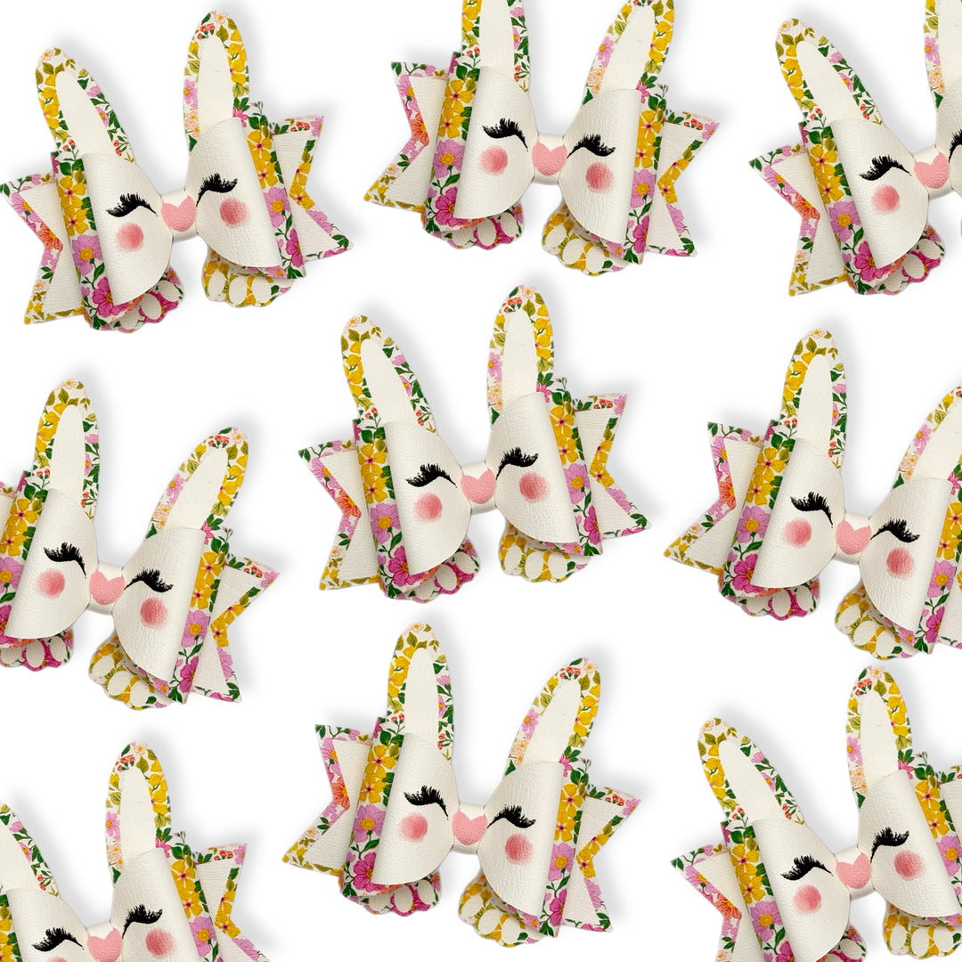 BRIGHT FLORAL BEATRIX BUNNY DIY CUTOUT FAUX LEATHER HAIR BOW LOOPS