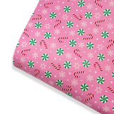 Sweet Christmas Candy Premium Faux Leather Fabric