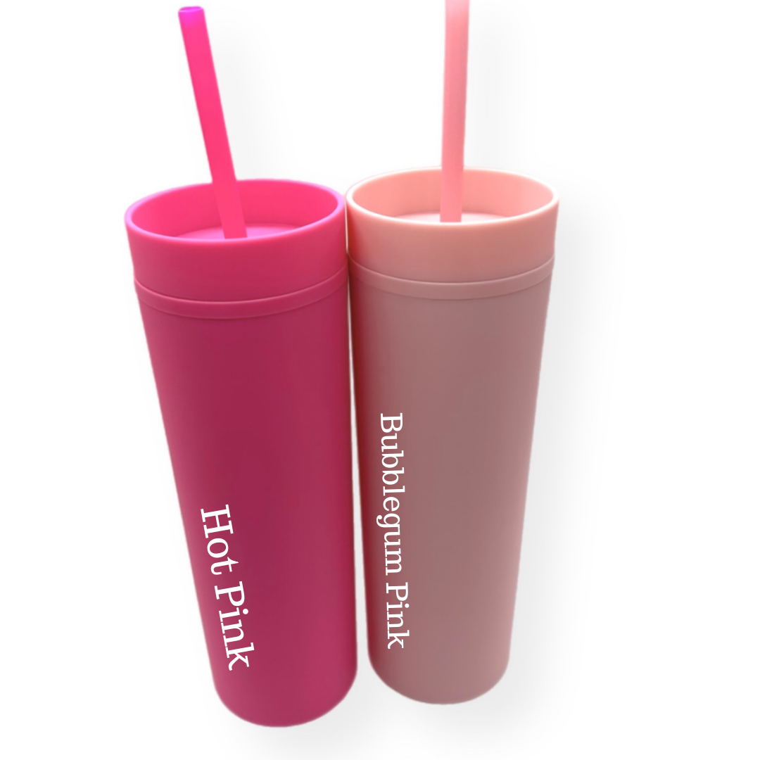 16 OZ Skinny Tumbler with Straw