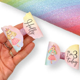 Pastel Rainbow Unicorn Birthday Dolly's 3.5” | Pre Cut DIY Hair Bow Loops