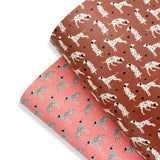 PINK DALMATIAN PUPPIES PREMIUM FAUX LEATHER FABRICS