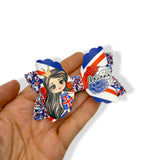 UNION JACK GIRLS VE DAY HAIR BOW LOOPS – 3.5” PRE-CUT DIY FAUX LEATHER BOWS