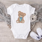 CUSTOM DTF TRANSFER - TEDDY BEAR BLUE EMBROIDERY EFFECT