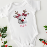 CUSTOM DTF TRANSFER | KNITTED REINDEER - PINK
