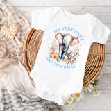 DTF TRANSFER - MY VERY FIRST MOTHER'S DAY - BLUE BABY ELEPHANT & MUMMY - 2 SIZES