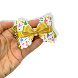 Party Hats Ribbon Bow 3.5” | Pre Cut DIY Hair Bow Loops