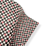 RETRO CHECK PINK HEART PREMIUM FAUX LEATHER FABRICS