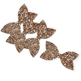 True Rose Gold Pre Cut Chunky Glitter Bow Tails & Centres 3.5”- 4 Pack