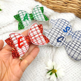 GINGHAM EMBROIDERED DIY HAIR BOW LOOPS 3.5''