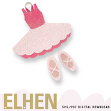 Pretty Ballet Dress & Shoes Bow Holder SVG-PDF Digital Download