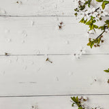 White Blossoms Wooden Effect Canvas Photography Background