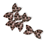 Pink Leopard Glitter Mix Pre Cut Chunky Glitter Bow Tails & Centres 3.5”- 4 Pack