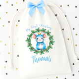 DTF TRANSFER | BLUE- MY FIRST CHRISTMAS MOUSE WREATH