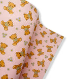 PINK TEDDY FLOWERS PREMIUM FAUX LEATHER FABRICS