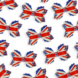 EMBROIDERED EFFECT UNION JACK HAIR BOW LOOPS – 3.5” PRE-CUT DIY FAUX LEATHER BOWS