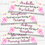 BACK TO SCHOOL RAINBOW STRIPE PINK BANNERS | UV PRINTED PVC | 77CM X 25CM