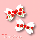 Poppy Field Floral Faux Leather - Mega Bow Strips