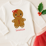 CUSTOM DTF TRANSFER | EMBROIDERED GINGERBREAD GIRL - RED