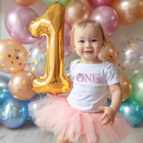 DTF TRANSFER - PINK BIRTHDAY NUMBER WORDS EMBROIDERY EFFECT