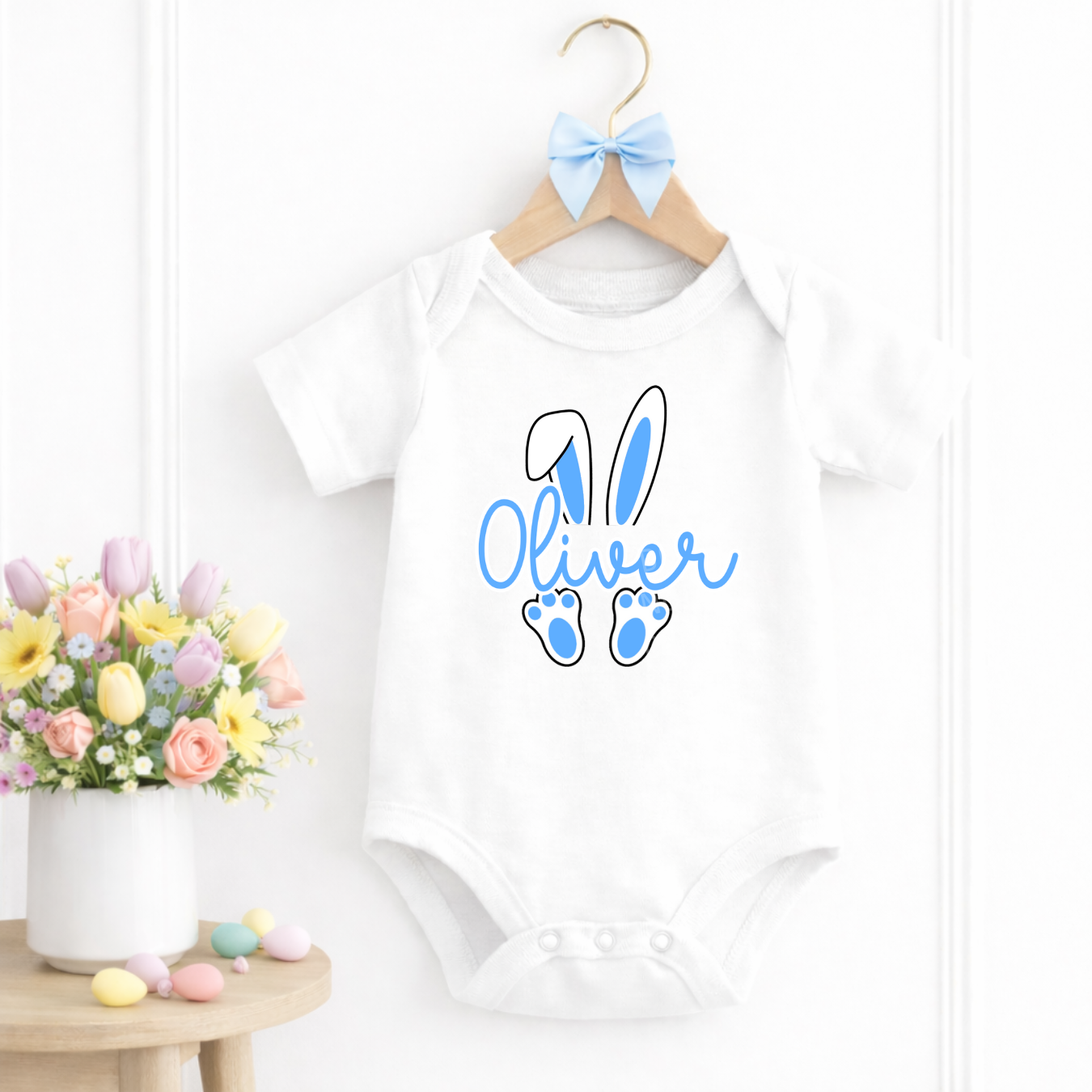 CUSTOM DTF TRANSFER - CUTE BLUE BUNNY NAME - Eliza Henri