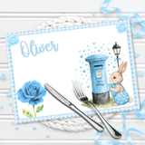 VALENTINES- BLUE BUNNY- PREMIUM LEATHERETTE PLACEMAT