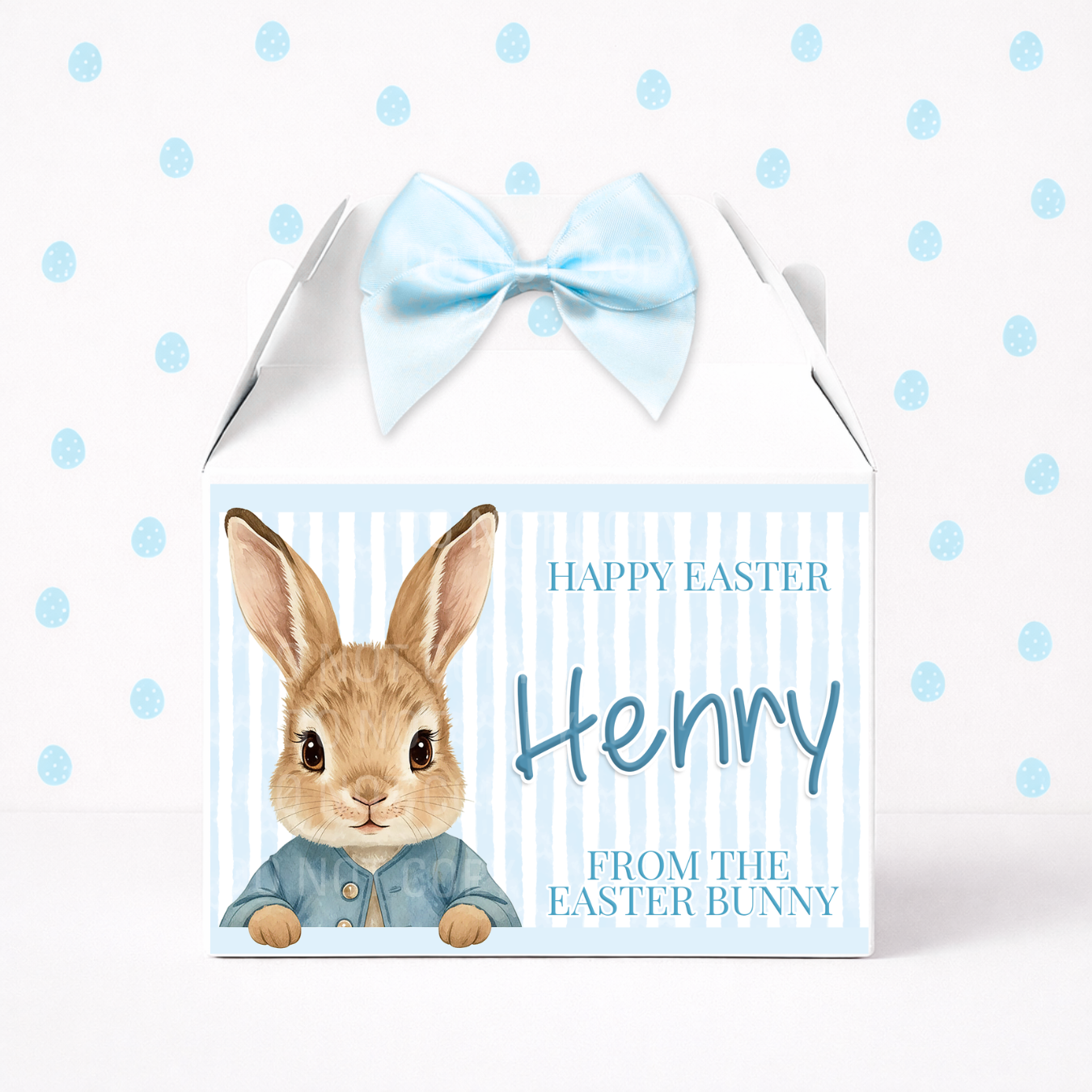 EASTER - BLUE BUNNY STRIPE - TREAT BOX LABEL - Eliza Henri