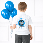 CUSTOM DTF TRANSFER- FOOTBALL GRAFFITI BLUE- SCHOOL LEAVERS 2026 - Eliza Henri