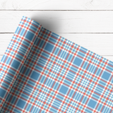 BLUE, RED & WHITE TARTAN | PREMIUM LEATHERETTE FABRIC
