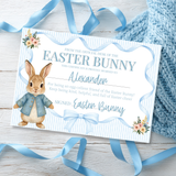 PRINTED RANGE - EASTER BUNNY BLUE STRIPE- A4 LANDSCAPE CERTIFICATE