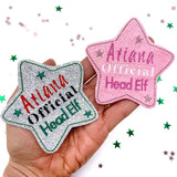 Exclusive Personalised Official Head Elf Shooting Star Badge KIT Feltie or Badge Face