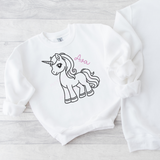 CUSTOM DTF TRANSFER - COLOUR ME IN- UNICORNS- EMBROIDERY EFFECT