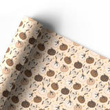 BEIGE AUTUMN BOW PUMPKINS | PREMIUM LEATHERETTE FABRIC