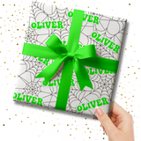 SPOOKY WEB- GREEN- CUSTOM GIFT WRAPPING PAPER