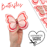 RED SPOTTY BUTTERFLIES | DIY CUT OUT FAUX LEATHER FABRIC SHEETS