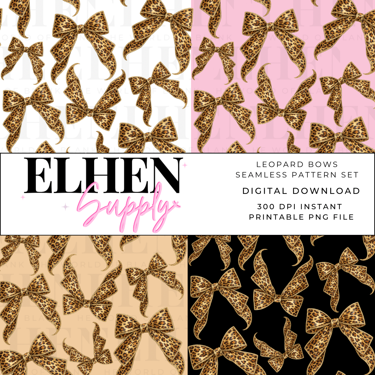 LEOPARD RIBBON BOW SEAMLESS PATTERN SET - Eliza Henri
