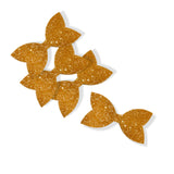 Mustard Sugar Coated Pre Cut Chunky Glitter Bow Tails & Centres 3.5”- 4 Pack